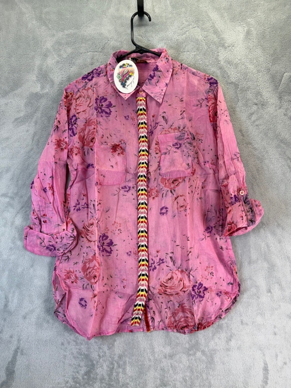 Spring Top Size Medium Pink Floral Lightweight New